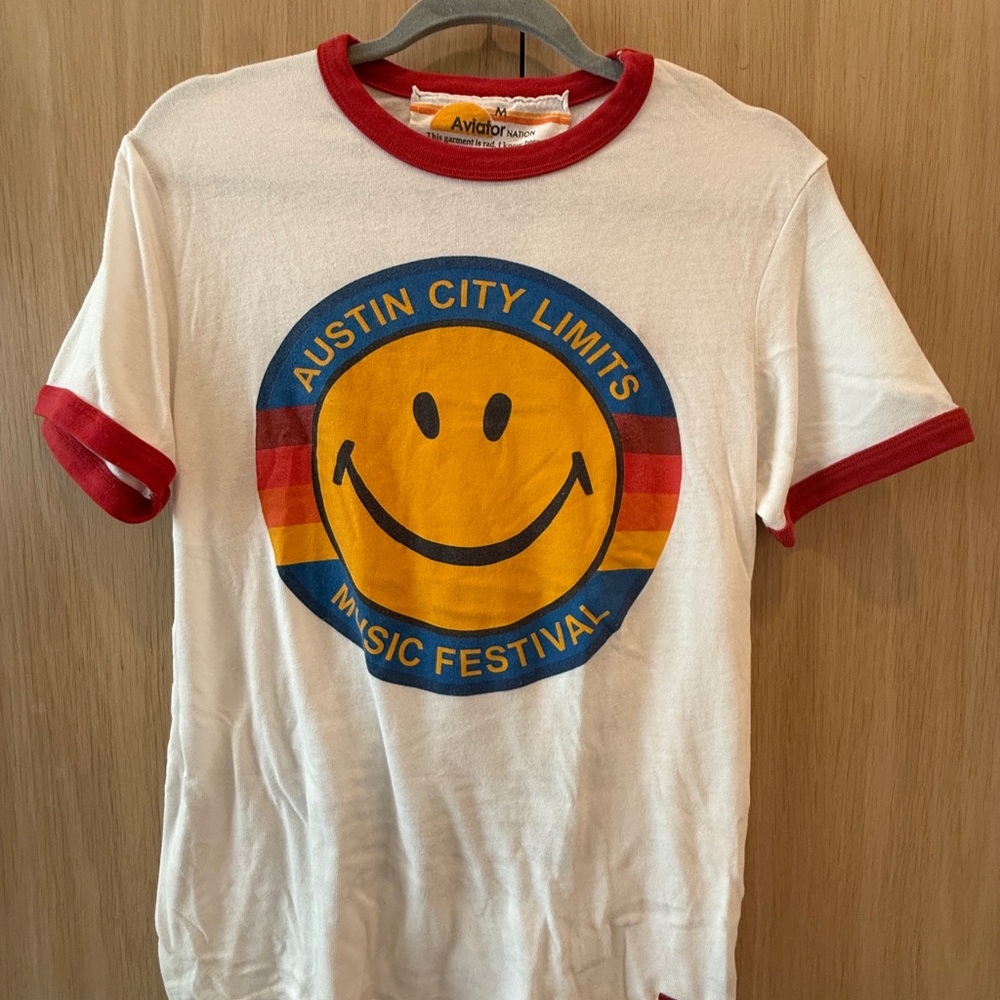 Aviator Nation Kids White Red Smiley Austin City Limits Tee